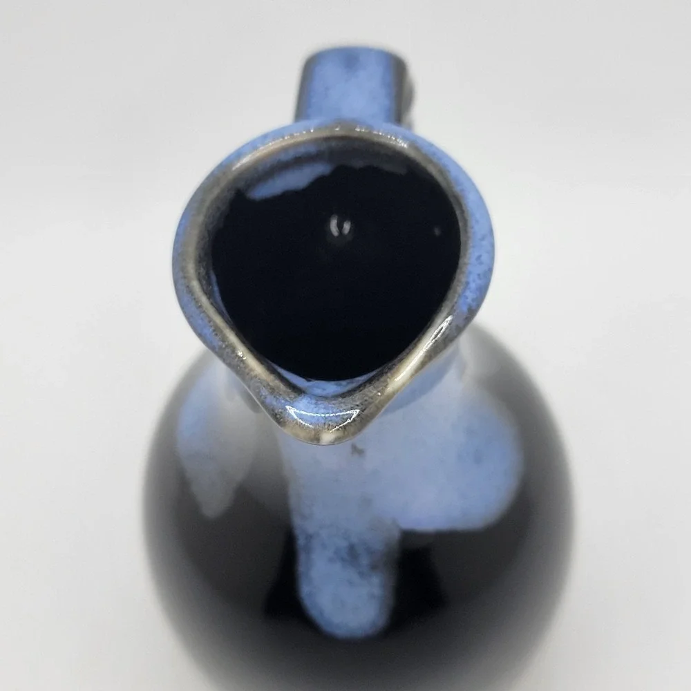 Blue Black Drip Glaze Ceramic Pitcher Vase 4.5